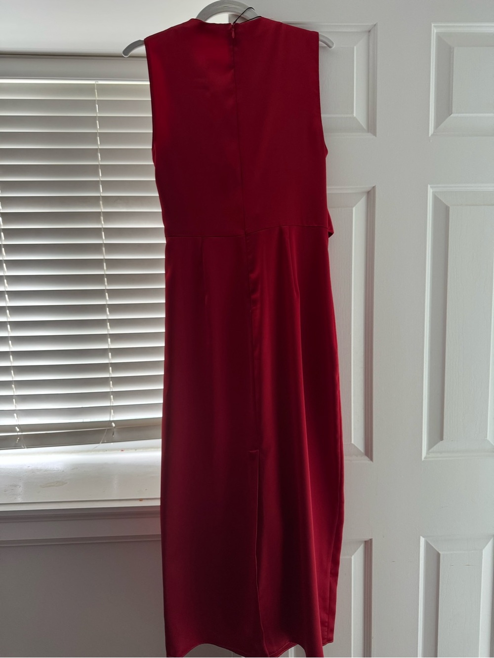 NWT Zara Satin Elegant Red Sleeveless Drape Midi Dress - Picture 8 of 9